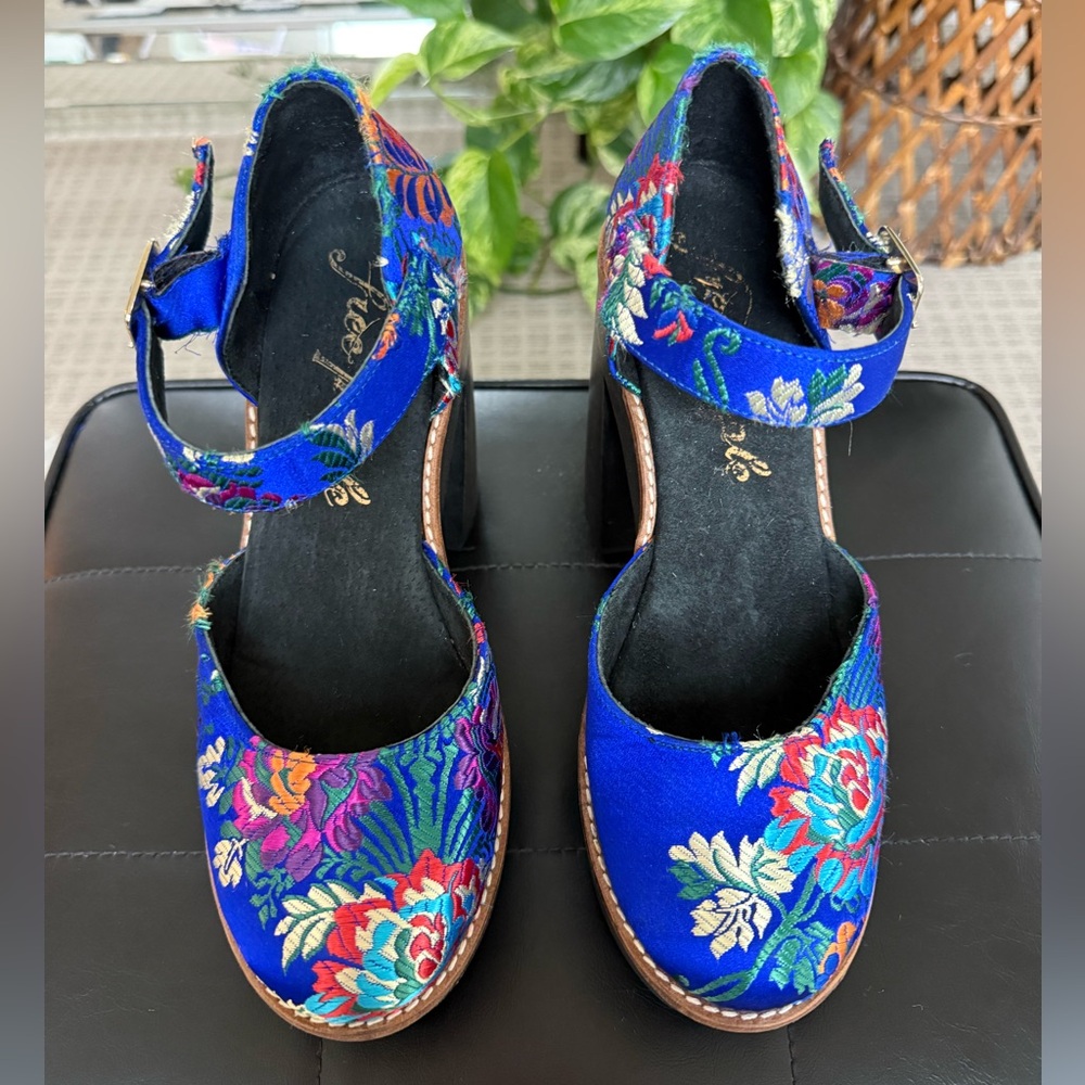 Free People Starlet Embroidered Wood Platform Pumps - Picture 6 of 10